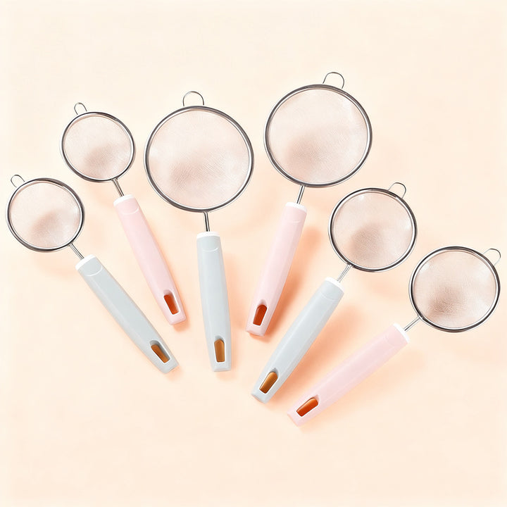 Kitchen strainer and kitchen helper set made of stainless steel