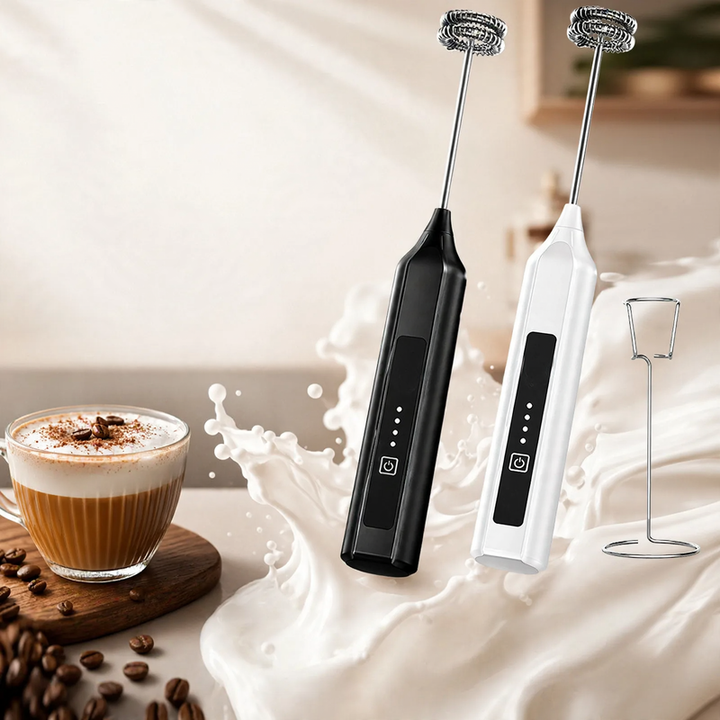 Electric milk frother, rechargeable
