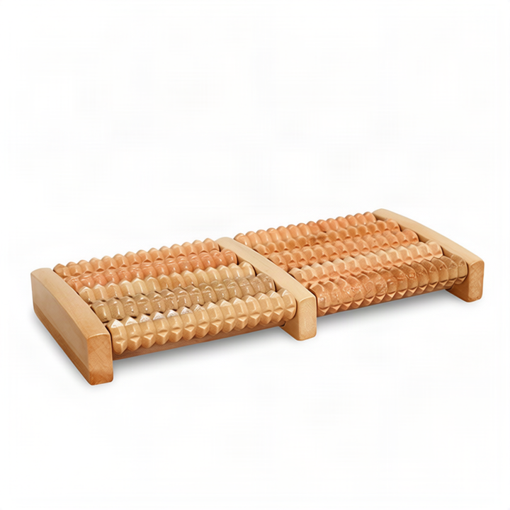 ALPENHAUCH - Foot massage roller made of real wood with acupressure mat