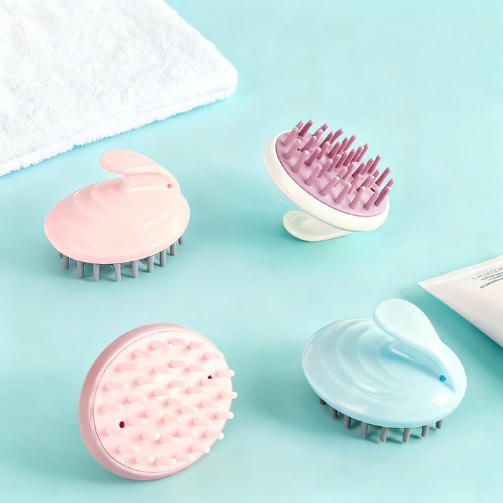 Silicone scalp brush for massaging and cleaning
