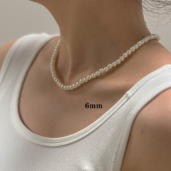 Pearl necklace with silver clasp, pearls 4–12 mm