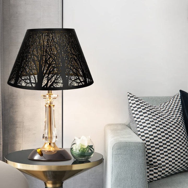 Medium lampshade, barrel fabric lampshade for table lamp and floor lamp, 7x13x7.8 inches, natural ventilated linen, handmade, spider (white) | Kalsten