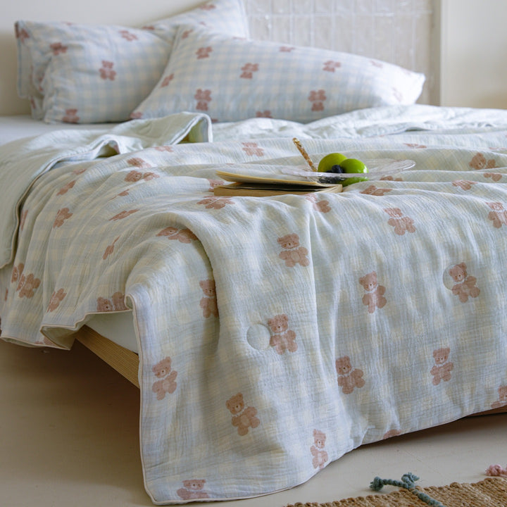 Cotton summer blanket with soy fiber, four pieces
