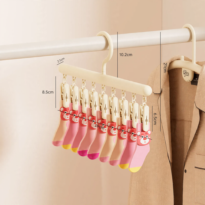 Clothes drying rack and clips, plastic, model DD2516-1