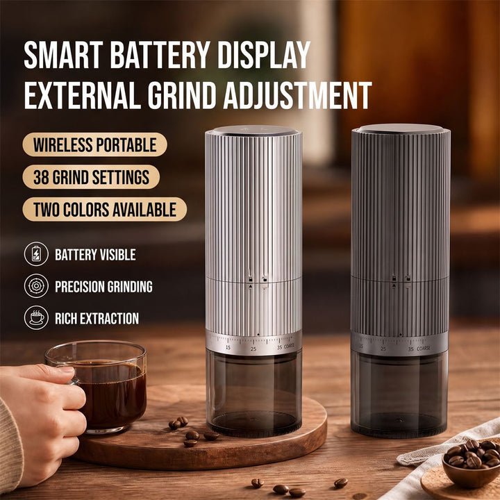 Portable electric coffee grinder with battery