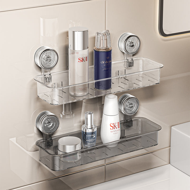 Bathroom shelf with suction cup, wall mountable