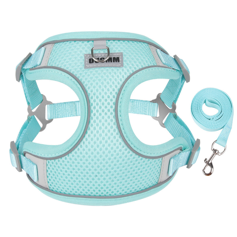 Dog harness made of fabric with leash, XS to XL