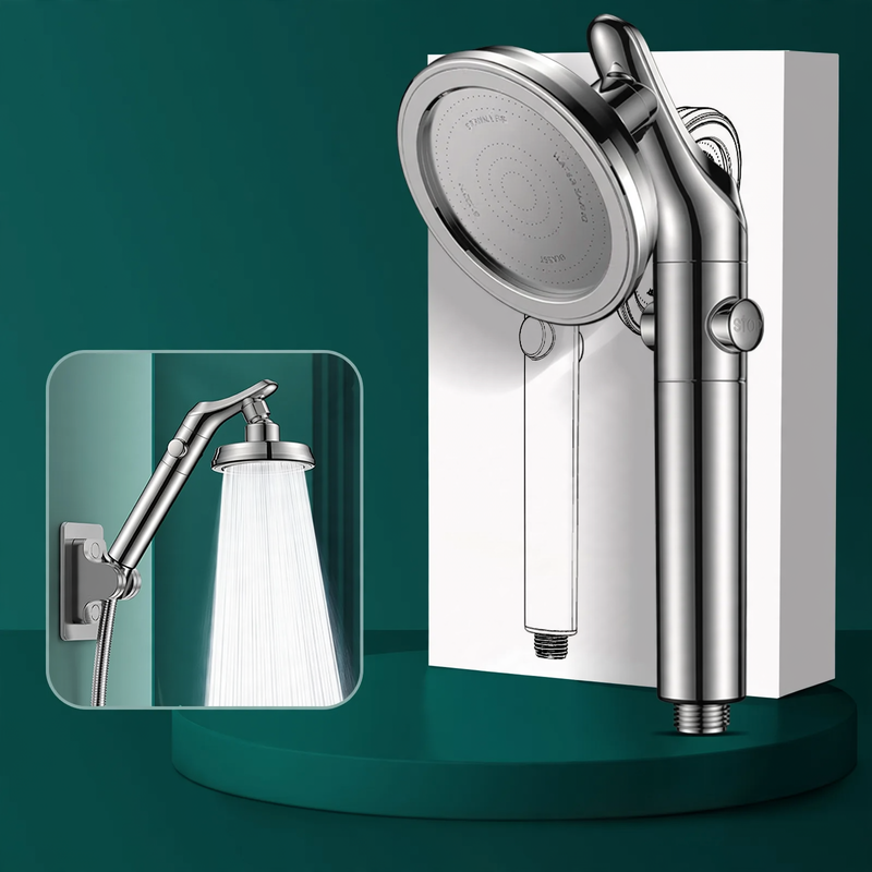 Shower head with pressure boost and swivel joint