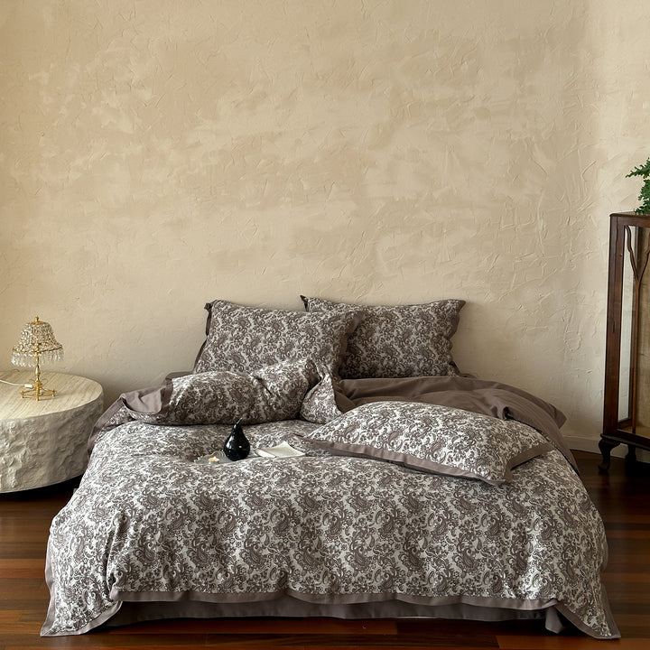 Cotton bedding set, 4-piece, jacquard