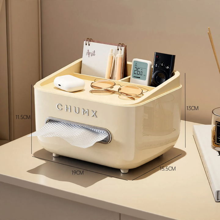 Multifunctional table shelf for tissues and accessories