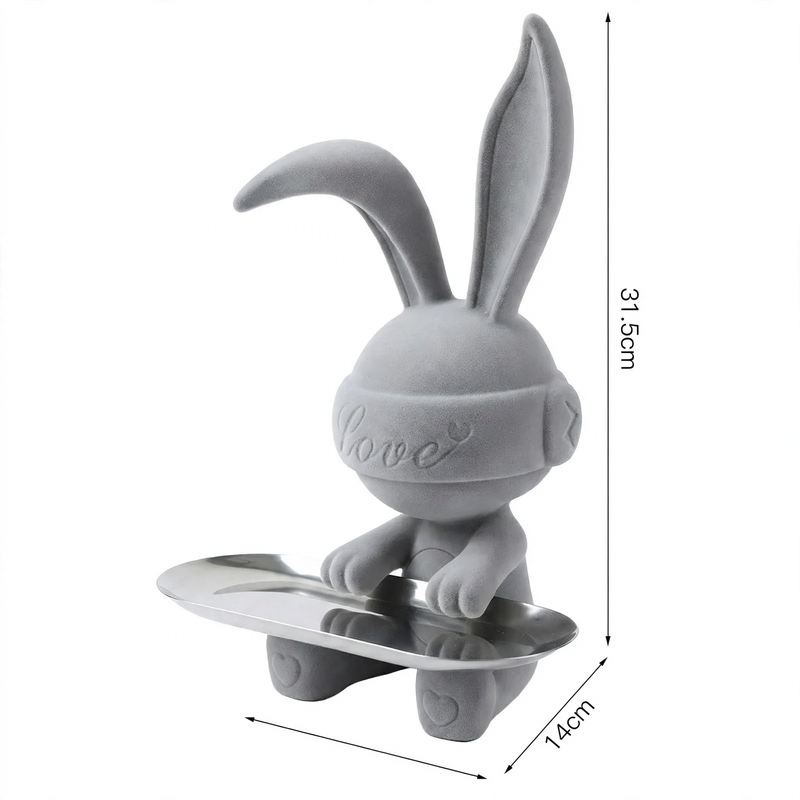 Modern decorative figure made of resin with velvet surface