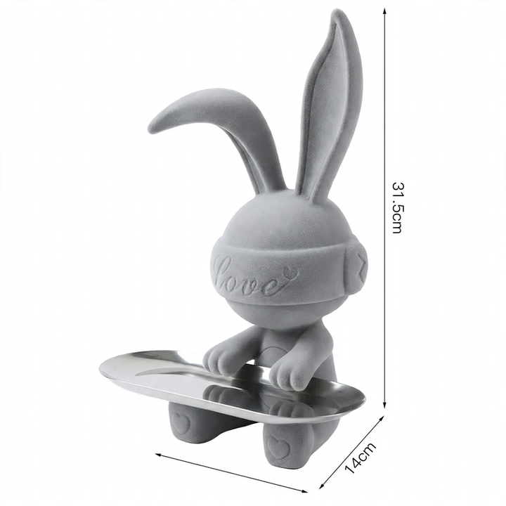 Modern decorative figure made of resin with velvet surface