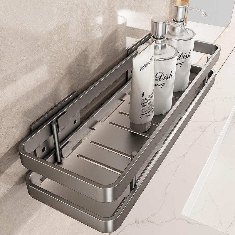 Stainless steel bath shelf without drilling