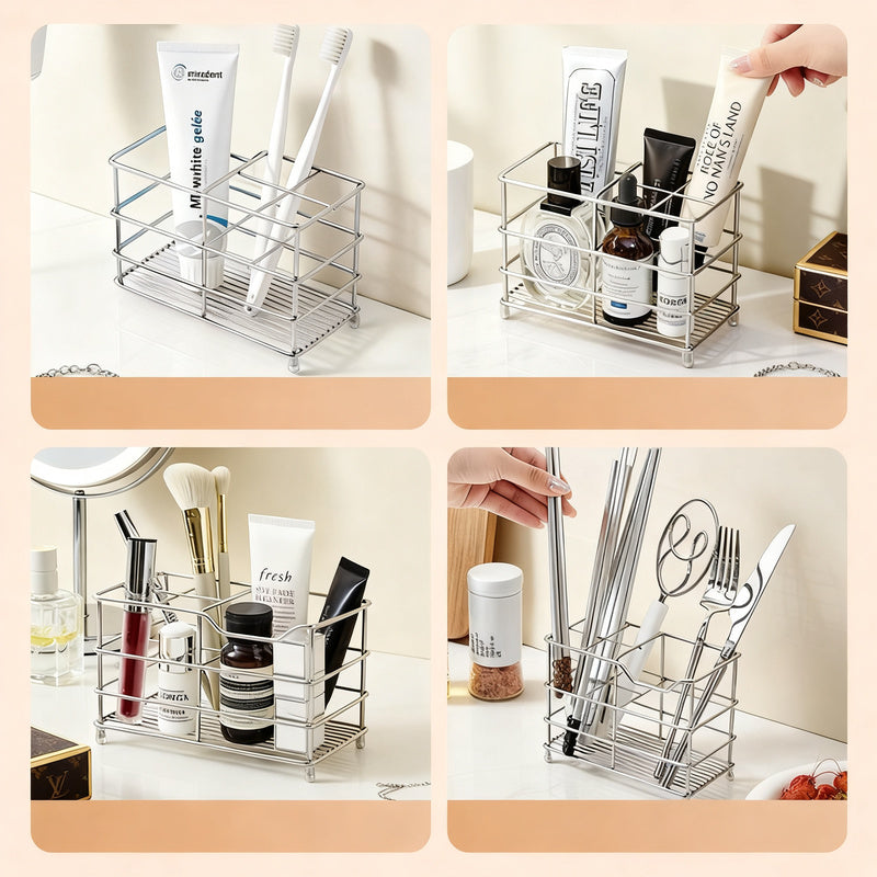 Stainless steel toothbrush holder, tray