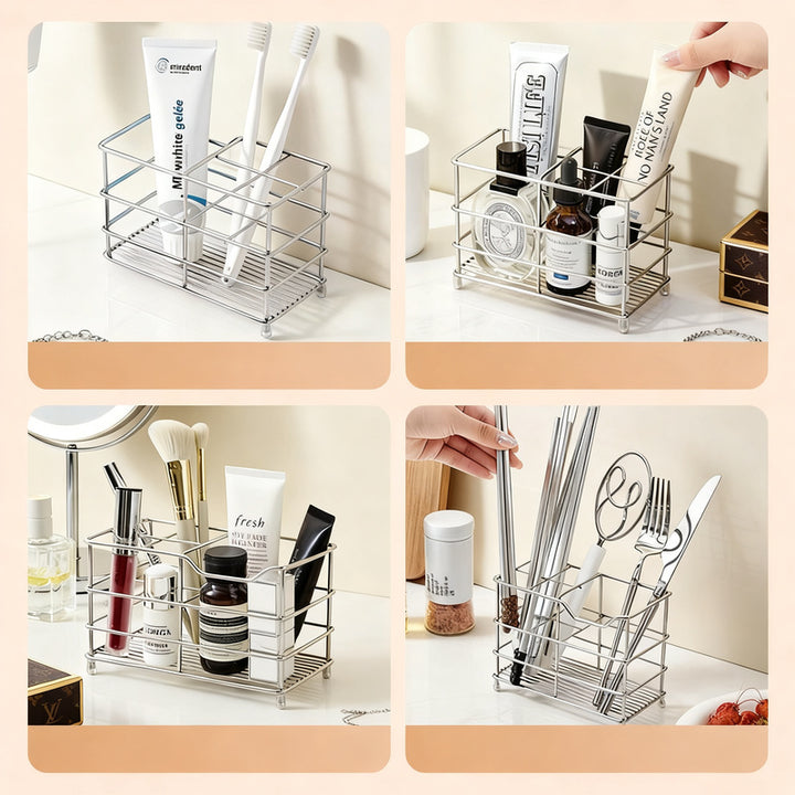 Stainless steel toothbrush holder, tray