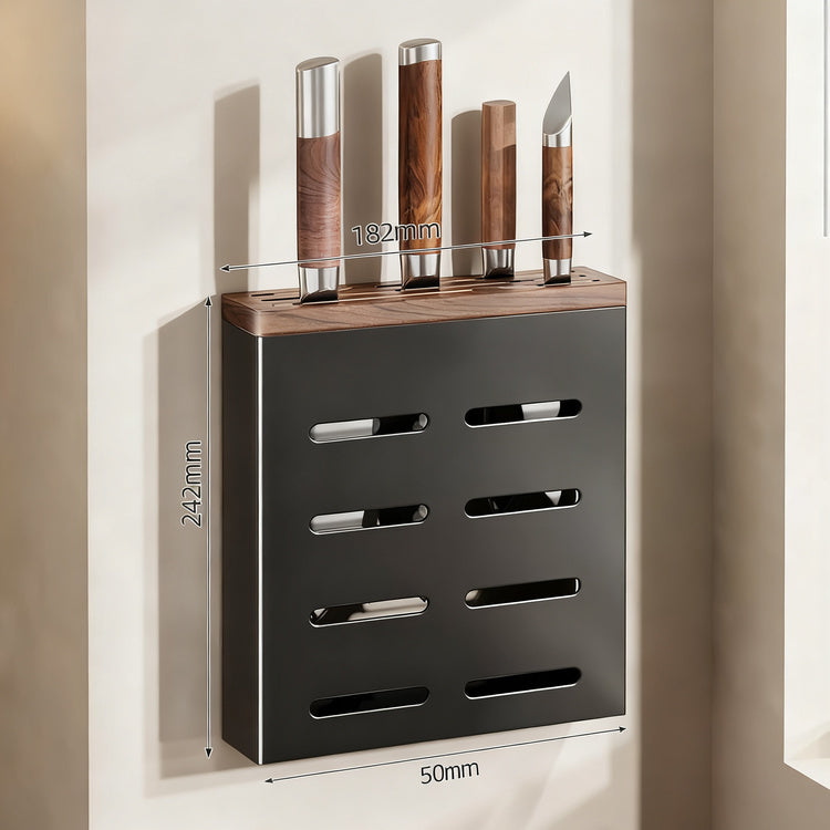 Kitchen roll holder with aluminum and walnut wood