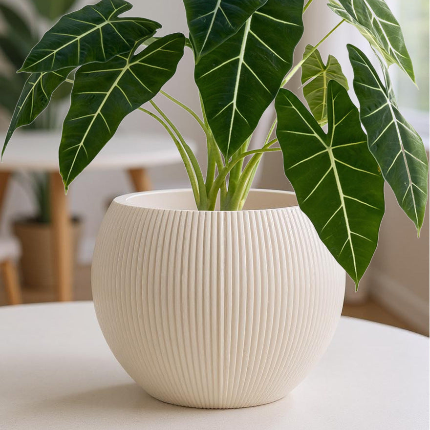 Ceramic flower vase, country house style, woven texture