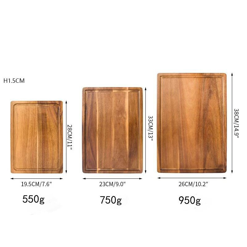 Wood cutting board, square, single or 3-piece set