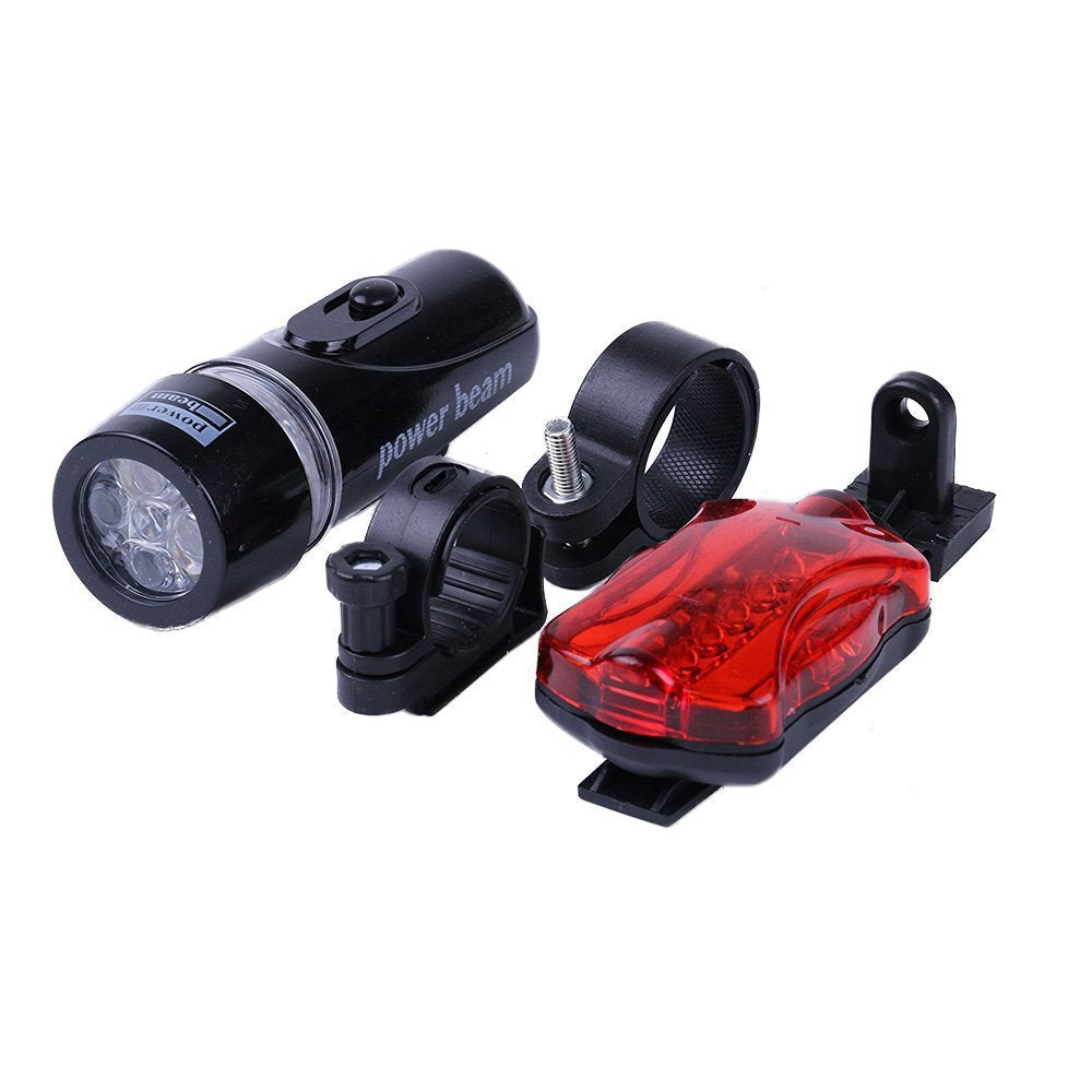 Bicycle light set with LED front light and rear light