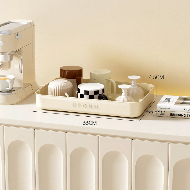 Table top for cups with drip tray, multilayer