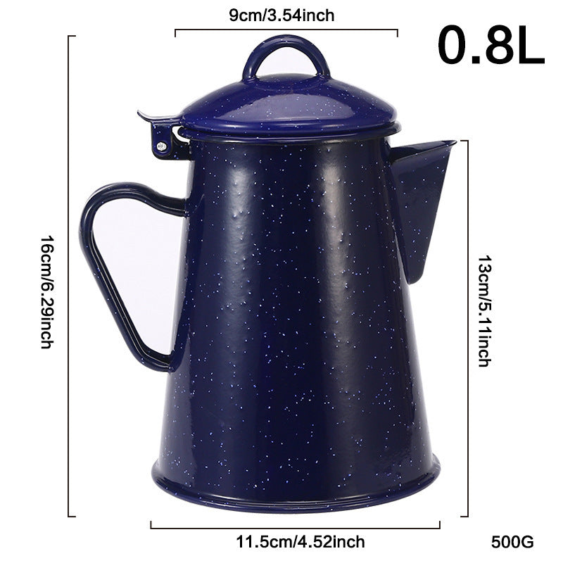 Enamel jug with handle, Blue design