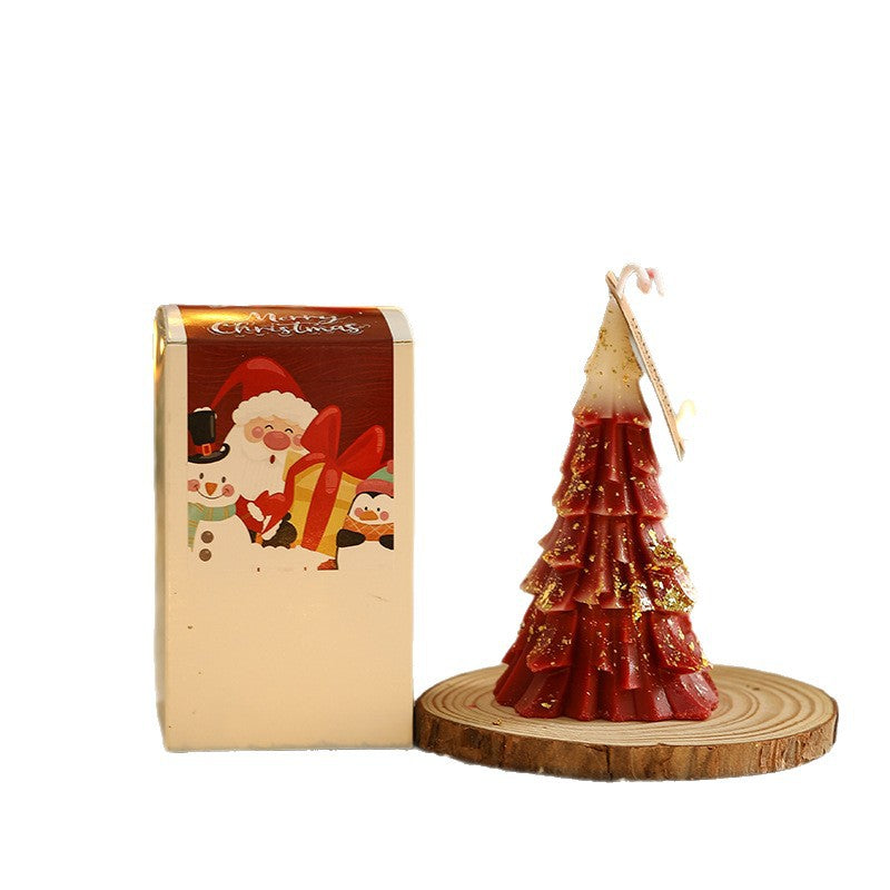 Scented candle Christmas tree made of soy wax with gold leaf
