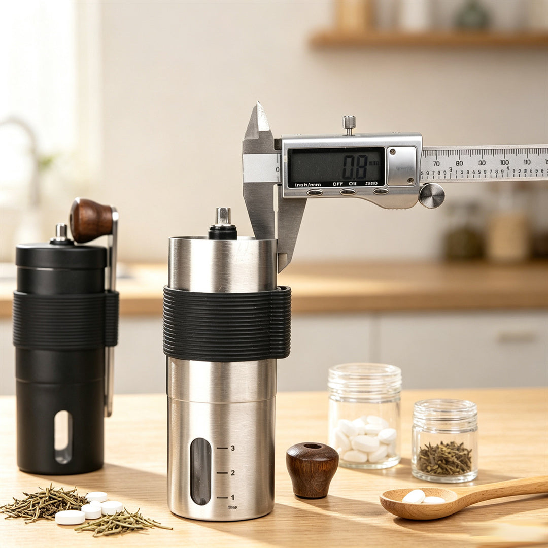 Hand coffee grinder made of stainless steel with ceramic grinding mechanism