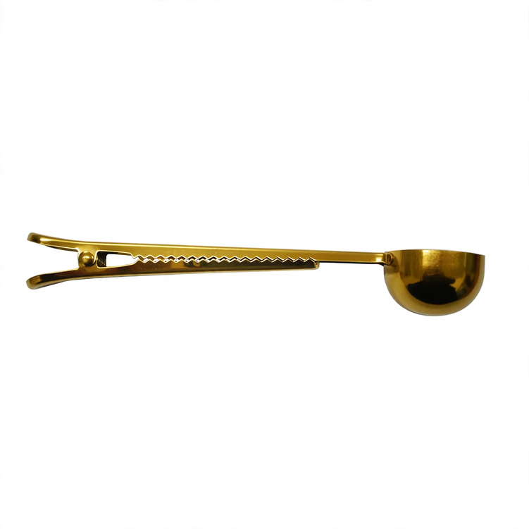 Stainless steel coffee spoon with locking tongs