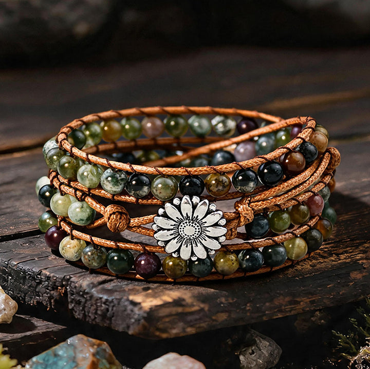 Wrap bracelet made of natural stones
