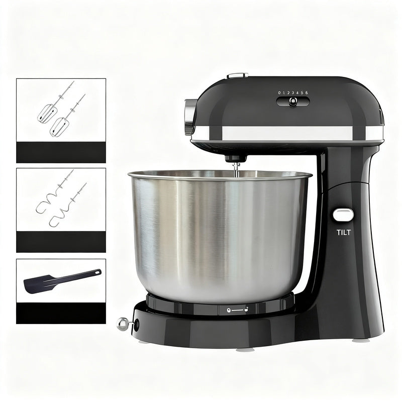 Kitchen machine 5 L, stainless steel, multiple plugs