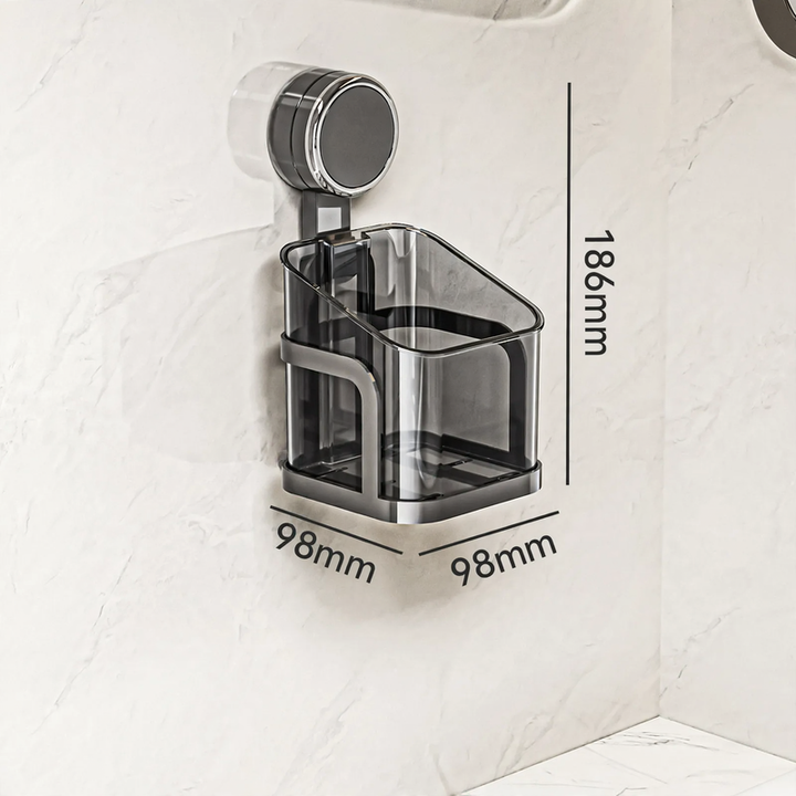 Wall-mounted cosmetic shelf with suction cup, model YM.7052