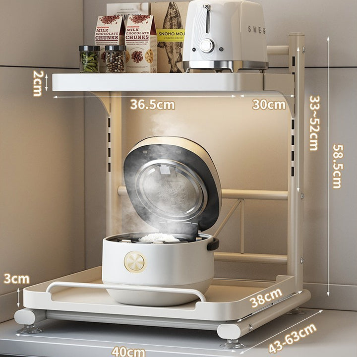 Microwave and kitchen appliance shelf, multi-tiered
