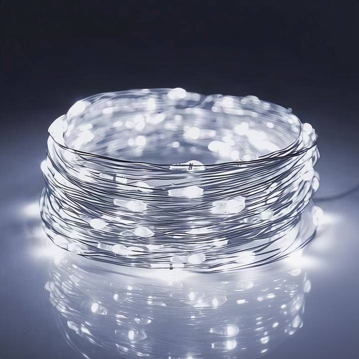LED string lights, 10 m, 100 lights, USB/battery