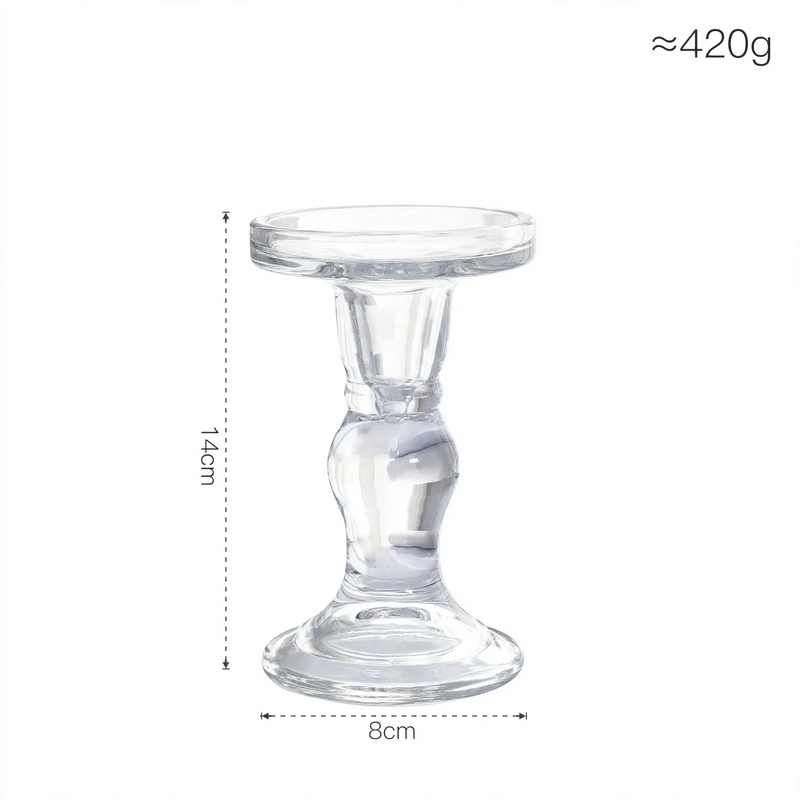 Glass candle holder, column shape, various colors