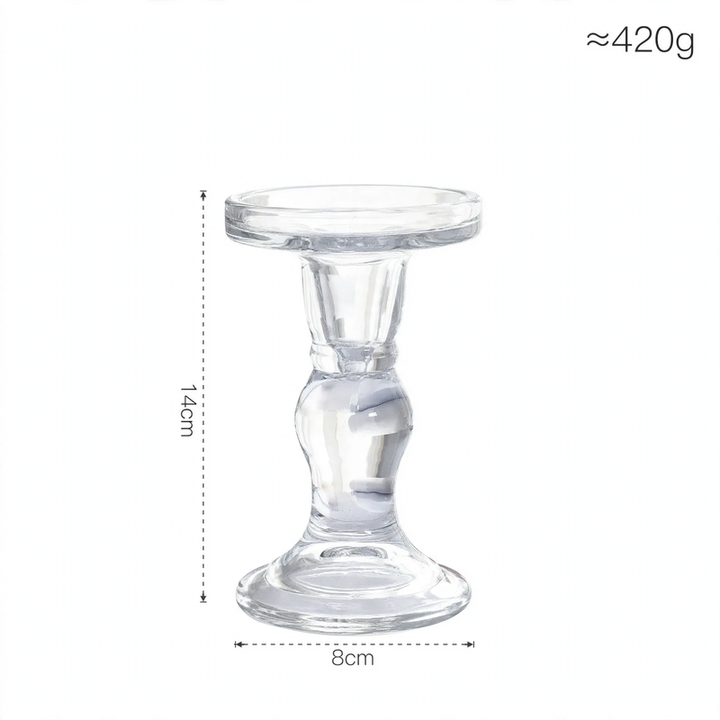 Glass candle holder, column shape, various colors
