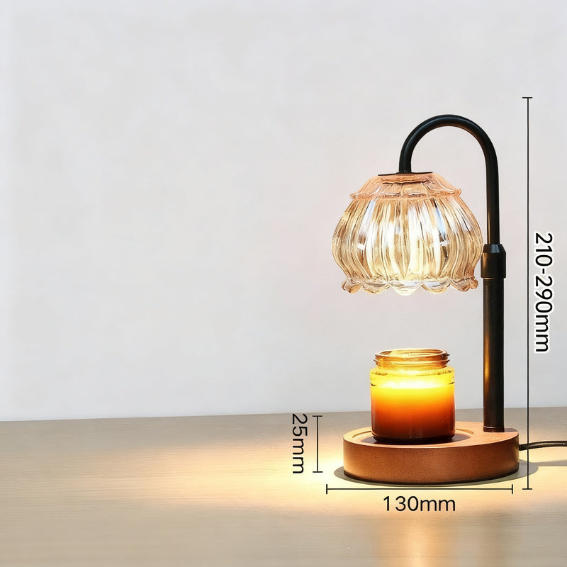 Wax melting lamp with wooden base