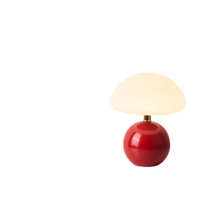 Mushroom table lamp with ceramic base, USB-powered
