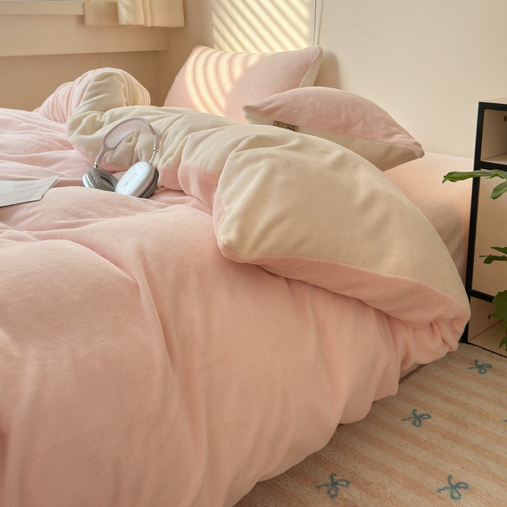 Milk fiber bedding set, winter, double-layered