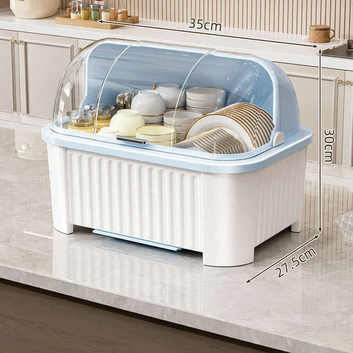 Plastic dish rack with shelf