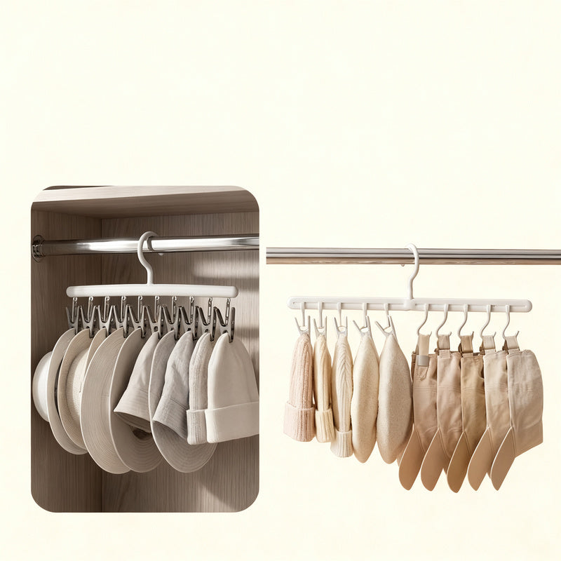 Clothes hook organizer with clips