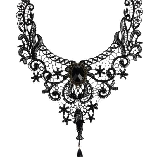 Fabric choker necklace, black, red or white
