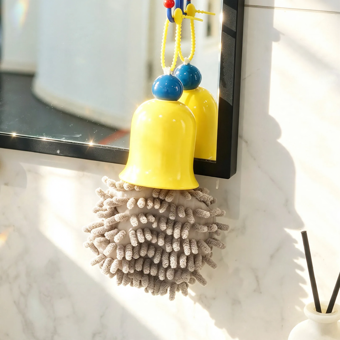 Towel for hanging with bell, highly absorbent