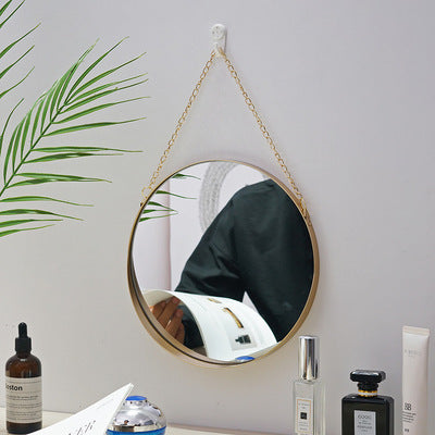 Wall mirror with iron frame, round