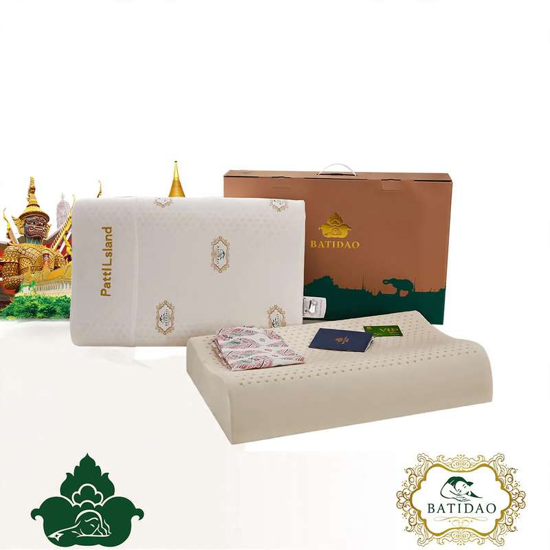 Natural latex pillow with massage structure, gift set