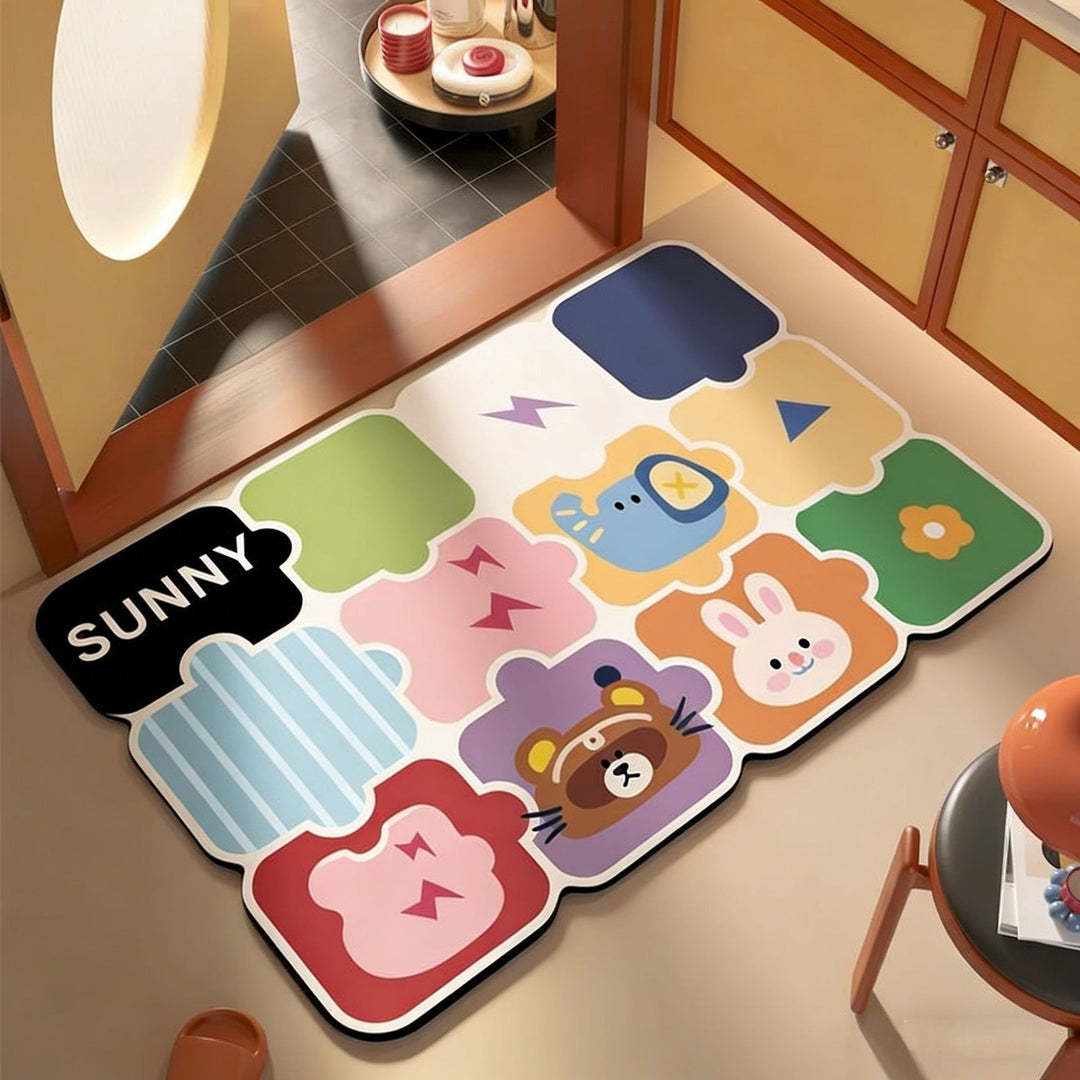 Cartoon doormat made of polyester, washable
