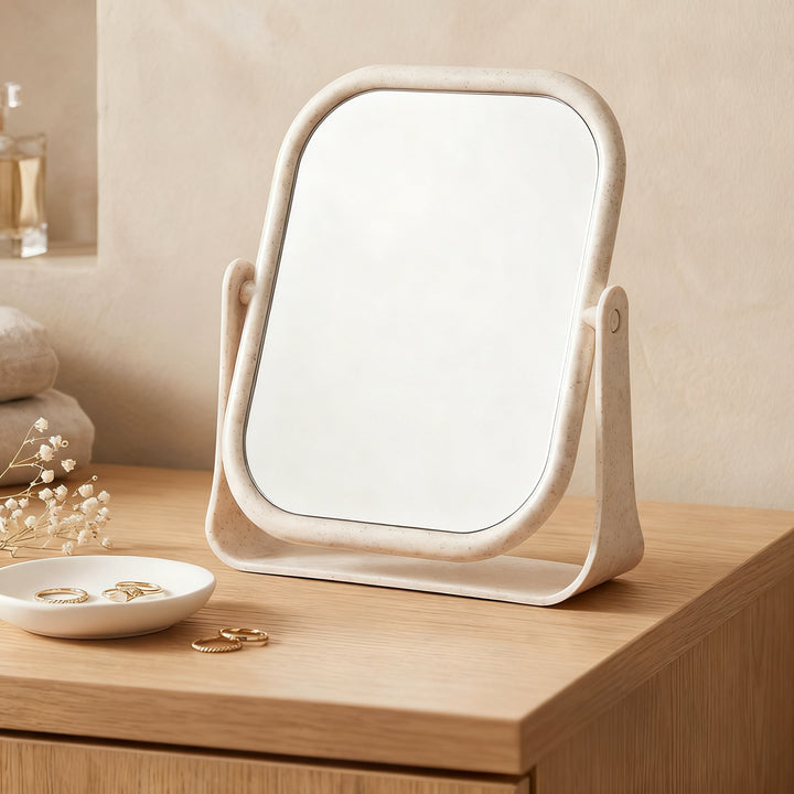 Table mirror, round, 360° rotatable