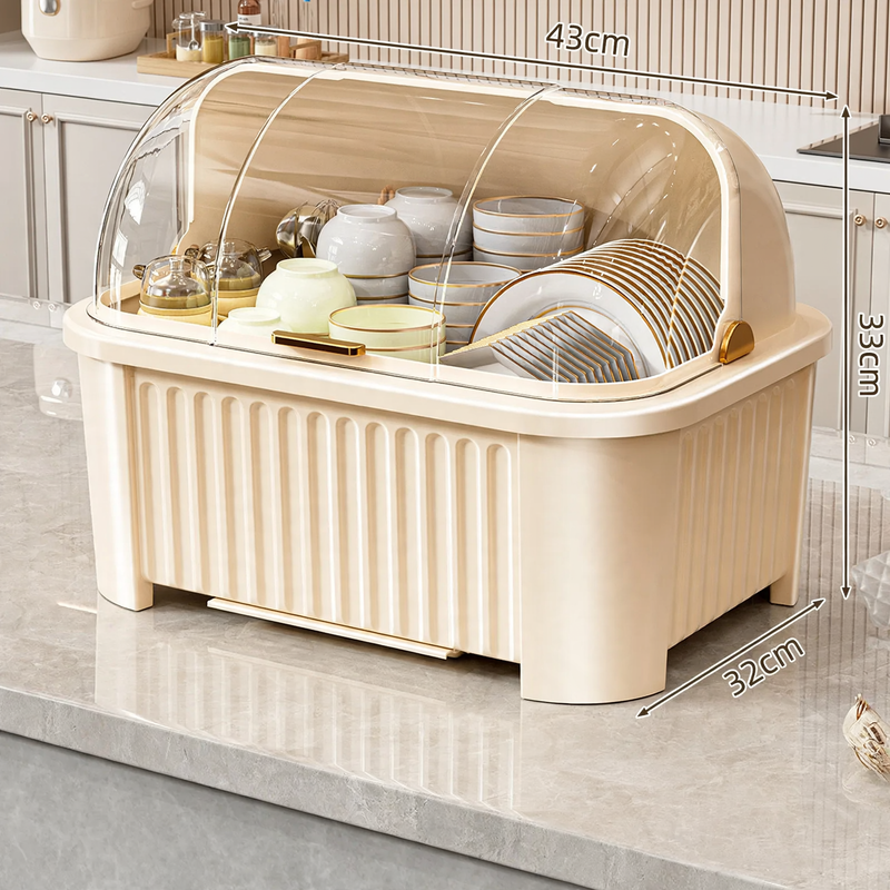 Plastic dish rack with shelf