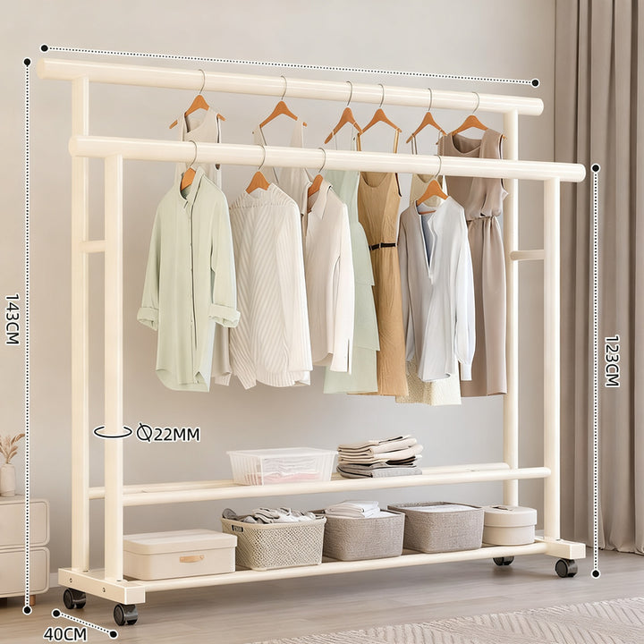 Standard clothing rack made of carbon steel, mobile