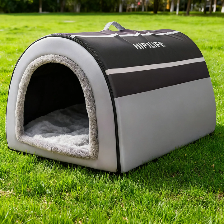 Weatherproof pet bed with arch roof