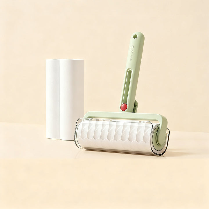 Lint roller with replacement rolls, foldable